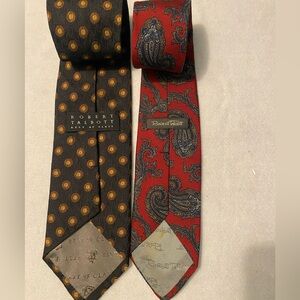 Robert Talbott Lot of 2 Red and Black Paisley and Dot Ties Silk Made in USA